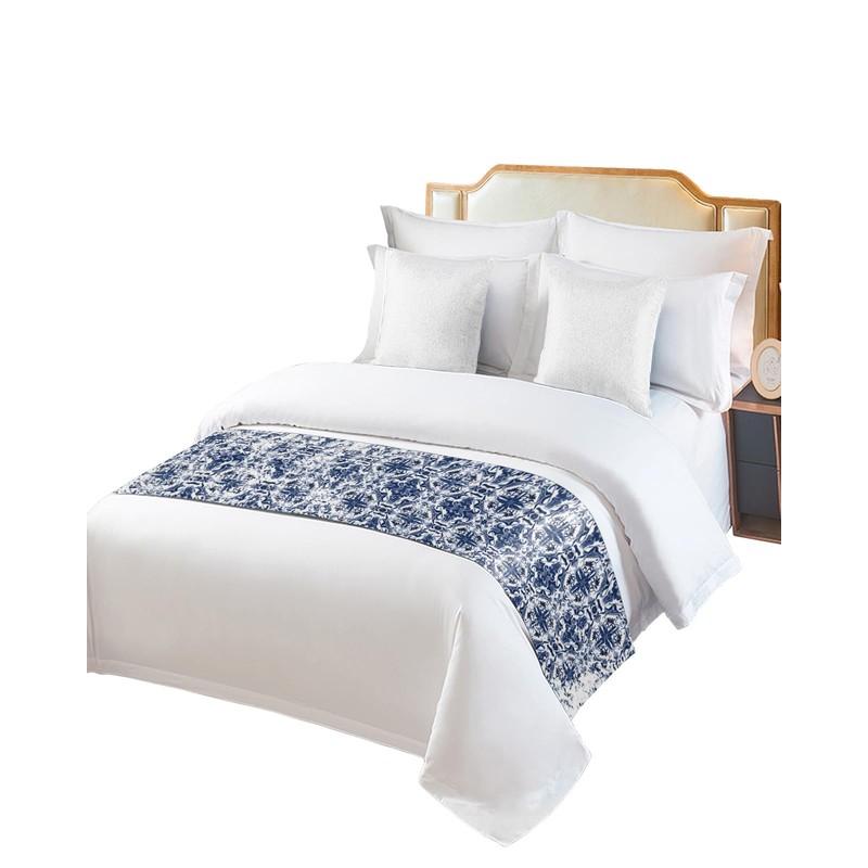 Ldtrchee Bed Runner for Queen Size Bed, Navy Blue Boho