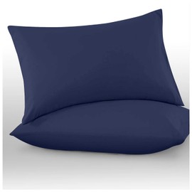 Microfiber Pillow Cases 2 Pack | Easy Care Plain Dyed Wrinkle, Fade Resistant Navy Bedding | Super Soft Breathable Microfibre Pair of Pillowcases