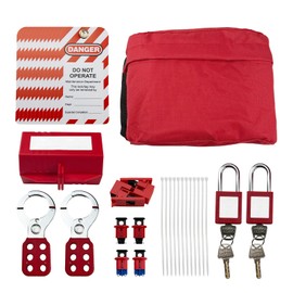 Flylin Electrical Lockout Tagout Padlock Kit, Miniature Circuit Breaker Lockout and Safety Lockout Padlock Loto Labels Hasps Set, Lock Off Kit for Electricians Industrial