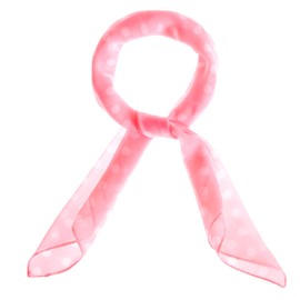 MissShorthair 50s Chiffon Scarf Sheer Square Neck Head Scarf for Women B Pink with White Dot