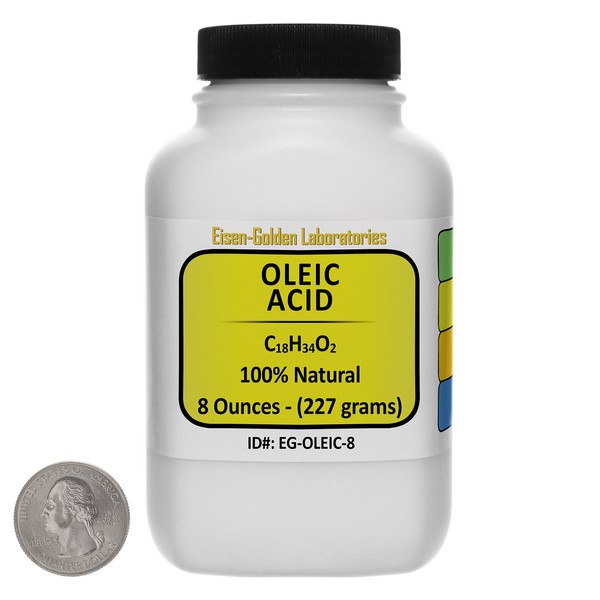 Oleic Acid [C18H34O2] 100% Pure GP Grade Liquid in 8 Oz in a Space-Saver Bottle