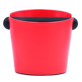 ANCLLO Coffee Knock Box Container for Coffee Grounds ABS Plastic Espresso Barista Accessories Coffee Grind Bin with Removable Rubber Knock Bar and Non-Slip Base Red