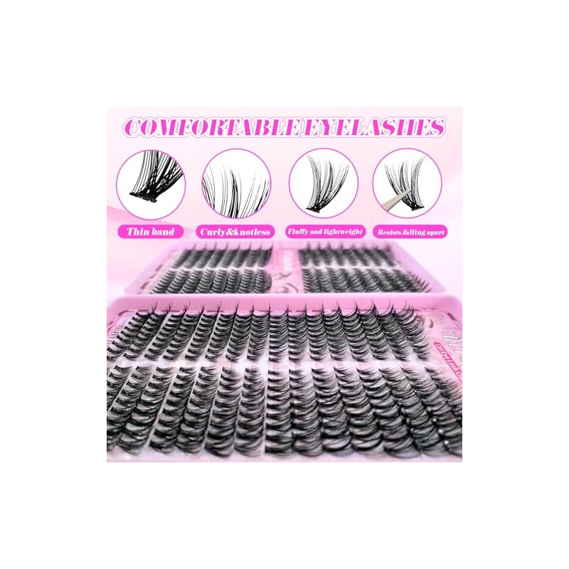 Lash Clusters Kit, Natural 560 Pcs Cluster Eyelash Extensions Kit