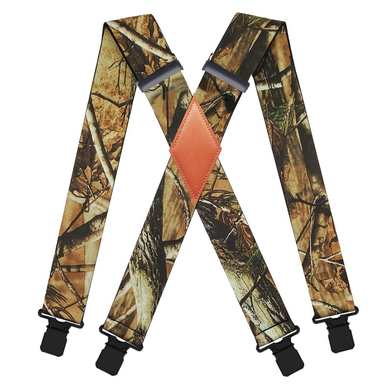 Camo Suspenders for Men - Heavy Duty Clips - Hunting
