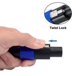 Maxhood Speakon to 6.35mm Adapter Cable, Professional Speakon to 1/4 Inch TS Speaker Cable for 18AWG Gauge Audio Plug Amplifier Connection dj Heavy Duty Cord Wire with Twist Lock, 6ft