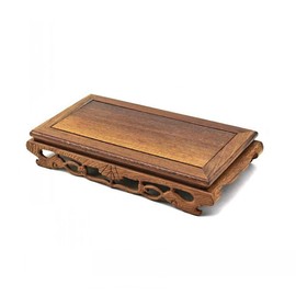 GOLDY&WENDY Rectangle Wooden Carved Base Handmade Solid Wood Vase Teapot Display Stand Pedestal