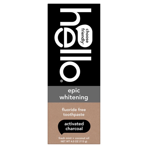 hello hello Epic Whitening Charcoal Fluoride Free Toothpaste, Activated Charcoal