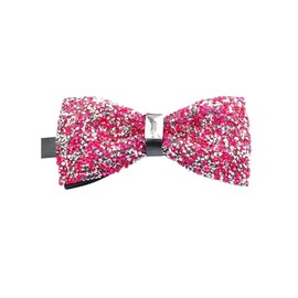 Rhinestone Bow Ties for Men Pre-tied Bow Ties Banquet Bowtie with Adjustable Length for Wedding Party (Pink)