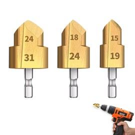 Pcmursal 3 Pack Heavy Duty Pipe Reaming Drill Bits, Conduit Reamer, ABS Pipe Reamer Kit, PVC Pipe Reamer, Pipe Reamer Tool, Pipe Expander for Hole Opening and Expanding