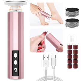2 in 1 Electric Foot Callus Remover for Feet & Nails, Rechargeable 9 Speed Controller Electric Foot File for Dead Skin Calluses, Cordless Pedicure Tool for Men Women with 30Pcs Sandpaper (PinkWhite)