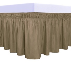 PureFit - Falda de cama envolvente con volantes con cinturón elástico ajustable, caída de 18 pulgadas, fácil de poner, falda de cama sin arrugas, volantes contra el polvo, funda de marco de cama para