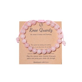 Pingyongchang Stress Anxiety Relief Yoga Bracelet,Pink Essential Oil Bracelet for Women Birthday Gifts Trendy Stuff Healing Gifts Natural Stone Mantra Beaded Bracelets for Men-Rose Quartz