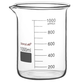 stonylab stonylab Glass Beaker, 1 Pack Borosilicate Glass Graduated Low Form Griffin Beaker with Pouring Spout Lab Beaker, 1000 ml