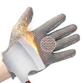 Schwer ProGuard-X Highest Level Cut Resistant Stainless Steel Metal Mesh Chainmail Glove PM5201 Butcher Glove for Meat Cutting Food Processing Knife Sharpening Oyster Shucking Kitchen Fish Fillet, XL