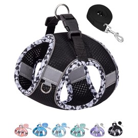 Petank Dog Harness for Small Medium Dogs No Pull, Puppy Harness and Leash Set, Easy Walk Dog Harness for Walking, Running, Training, Small Dog Harness, Medium Dog Harness (Black, XS)