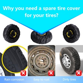 JMTBNO Black Spare Wheel Cover Replacement Wheel Covers Spare Tyre Cover Wheel Tyre Cover Waterproof Protection for Car Truck SUV Caravan Trailer (for Total Wheel Diameter 76-78 cm)