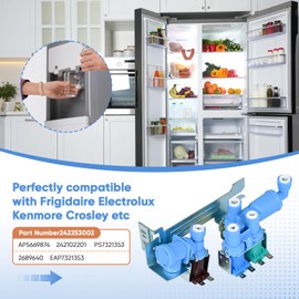242253002 242102201Refrigerator Water Inlet Valve Compatible with frigidaire electrolux kenmore crosley etc Refrigerators (Some Models) Replacement 2689640, AP5669874, PS7321353, EAP7321353