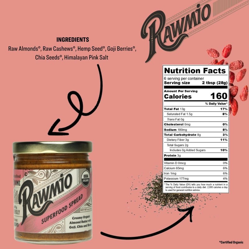 Rawmio Organic Hazelnut Crunch Spread, 6 oz. Pack of 2,