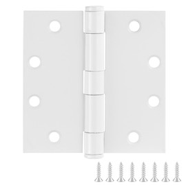 Door Hinges for Interior Doors 9-Pack 4.5-inch x 4.5-inch – Square Steel Door Hinge – Painted White – Fits Standard Doors – Design House 189928