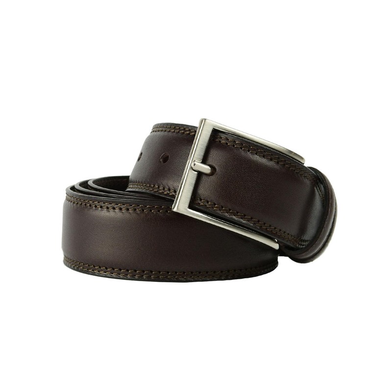 Conte Massimo Men's Genuine Leather Belt Made in Italy, Dark