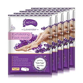 Foot Mak 5 Pack, Foot Peel Mask Exfoliating Peeling Calluses Dead Skin, Callus Remover Foot Mask, Baby Soft Smooth Touch Feet-Men Women Exfoliating Foot Mask (Lavender)
