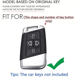 TECART Key Fob Cover Fit for VW Atlas Tiguan Soft TPU Key Case Keychain Key Shell Accessories Protector 4 button White, B-white, Butterfly-keychain