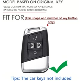 TECART Key Fob Cover Fit for VW Atlas Tiguan Soft TPU Key Case Keychain Key Shell Accessories Protector 4 button White, B-white, Butterfly-keychain