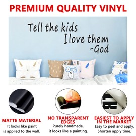 Wall Stickers, Wall Stickers for Bedrooms, (Easy to Install), Quotes Inspirational Islamic for Boys Girls Kids Childrens Baby Home Vinyl Art Family Decor Words, Tell The Kids I Love Them-God 32"X12.5"