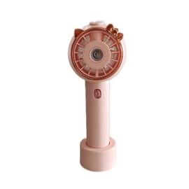 Hand held spray mini fan Misting fan portable USB rechargeable water filling spray fan with 3 speeds (cat series, pink)