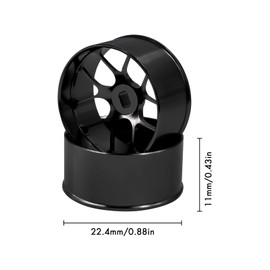 Abendor 4Pcs Metal 1/24 1/28 RC Car Drift Wheels, [2N+2W] 22.4mm 1/28 RC Car Drift Hubs for BBS Mini-Q HGD1 Mini-D DRZ Wltoys K969 K989 Rc Car Upgrade Parts (1.5 Degree, Black)