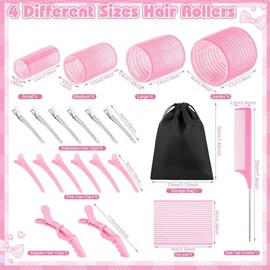 Rizador Pelo sin Calor, Juego de Rodillos, 34PCS Tubos para Cabello,Con Clips y Peine
