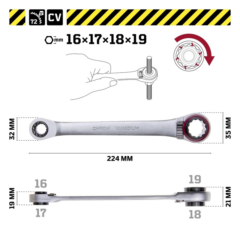 4 in 1 Ratchet Wrench with Through Ratchet Function |