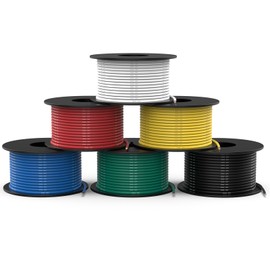 NAOEVO NAOEVO 20 Gauge Wire 300ft, 20 AWG Wire 6 Colors 50ft Each Spool, Flexible Silicone Tinned Copper Electrical Cable, Wiring kit for Breadboard/Automotive/DIY/Battery, 200℃ 12V