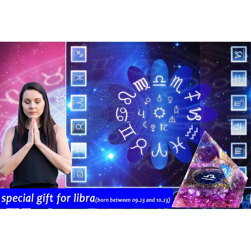 XIANNVXI Libra Pyramid Amethyst Stone Crystals Gemstones Large Pyramids Zodiac