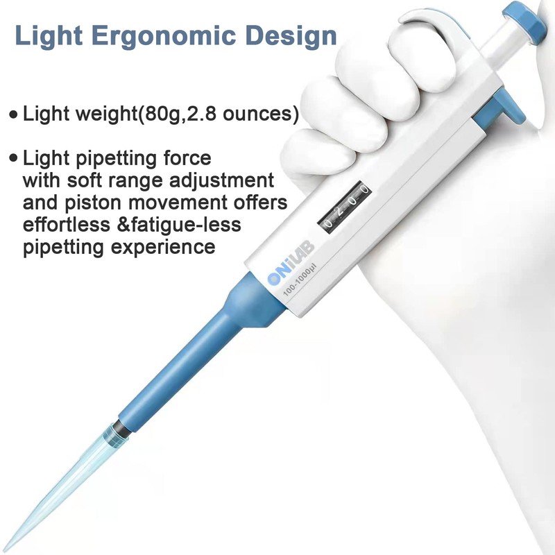 ONiLAB 1000-5000μl Laboratory Single-Channel Pipette Scientific Laboratory Micropipette Manual Adjustable