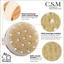 C.S.M. Body Brush for Wet or Dry Brushing - Gentle Exfoliating for Softer, Glowing Skin - Get Rid of Your Cellulite and Dry Skin, Improve Your Circulation - Gentle Massage Nodes