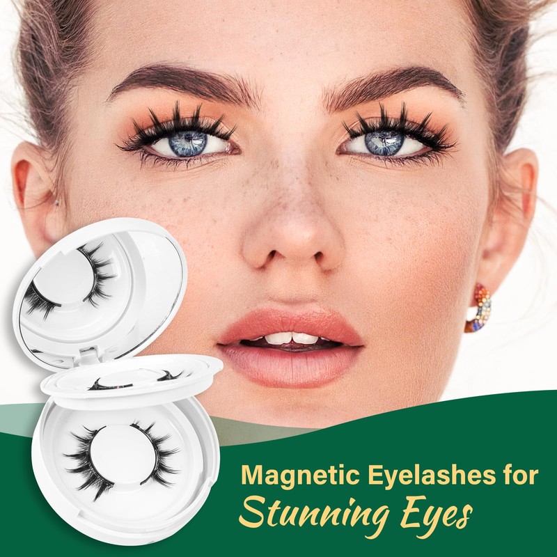 KEYYOU Daily Wear Reusable Magnetic Eyelashes 2 Pair with Applicator