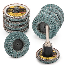 Sbestily 10PCS 60 Grit Curved Flap Disc 2 Inch Roll Lock Quick Change Sanding Discs 1pcs 1/4" Holder Surface Grinding Disc for Die Grinder Metal Surface Grind Burr Finish Weld Rust Paint Removal