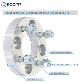 ECCPP 2PCS 4x100 1 inch Wheel Spacers 4 Lug 4x100mm to 4x100mm 12x1.5 Studs 67.1mm fits for 2016-2019 for MX-5 Miata 1995-2003 for Protege 2000-2014 for Insight