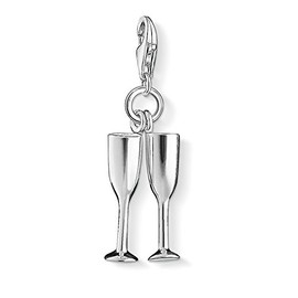 Thomas Sabo Women Charm Pendant Champagne Flutes Charm Club 925 Sterling Silver 1288-001-12