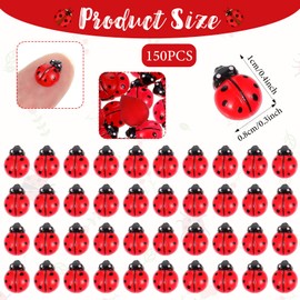 Yolev 150 Pieces Mini Ladybird Decorative Resin 3D Mini Ladybird Decorative Figures Bulk for Crafts, Birthdays, Christmas Parties, Fairy Gardens and Garden Decoration