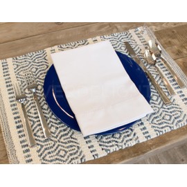 CleverDelights Heavyweight 20" White Hemstitch Dinner Napkins - 4 Pack - 100% Cotton - 20x20 Inch Dot Hemstitch Cloth Napkins