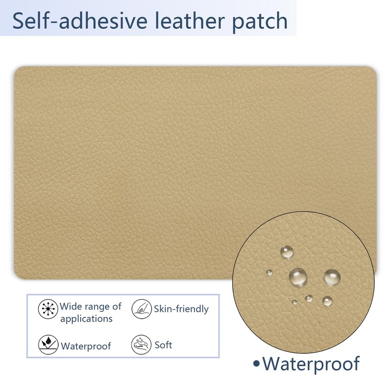 Self Adhesive Leather Repair Patch, Khaki Vinyl Repair Patch Kit