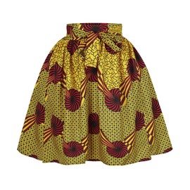 TENMET Little Girl’s African Boho Print Skirts, Bohemian Flared Tutu Skirt for Kids Girls 7-12T Gold