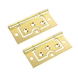 Brass Plated Hinges Door Flush Hinges 75mm/3-Inch Heavy Duty Hurl Hinges for Internal External Doors Cupboards Cabinets Dresser Wardrobes Pack of 2.