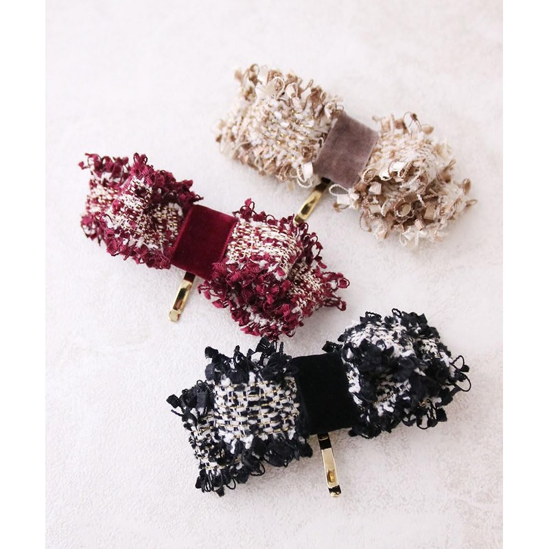 Kobe Vingtaine Pony Hook Hair Hook Tweed Ribbon Hair Accessory