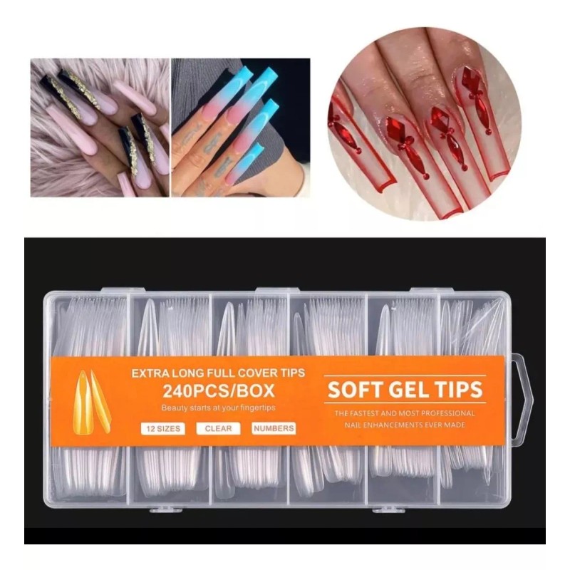 soft gel Uñas Postizas Tip Xxxl Caja Con 240 Uñas