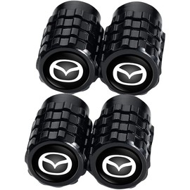 4Pcs Car Tire Valve Stem Caps, Tires Air Caps Cover Corrosion Resistant Tire Valve Cap Accessory for Mazda CX-3 CX-5 RX-7/RX-8 MX-5 All ModelsWheel Cap MZD_Black