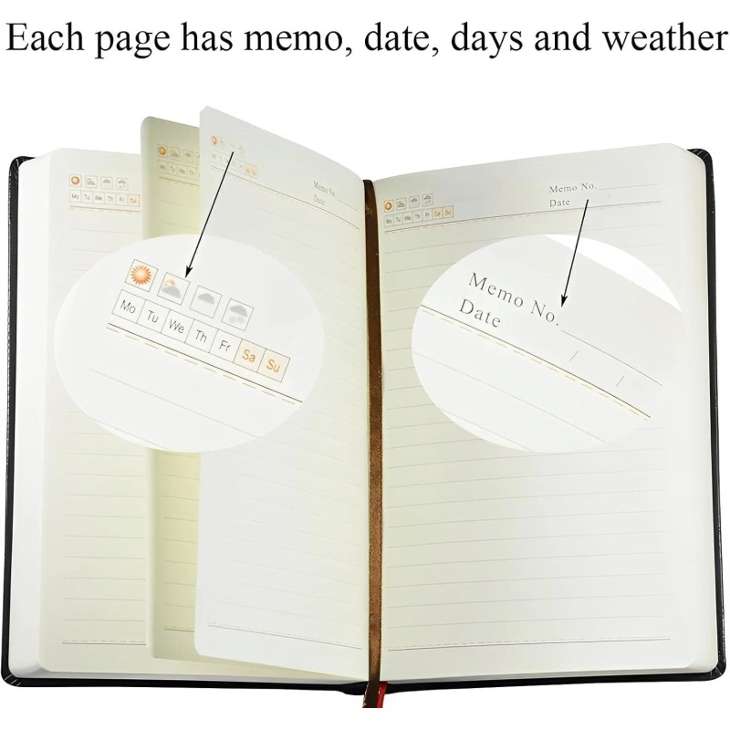 Lemical Black B6 Notebook 720 Pages Thick Leather Journal Gift