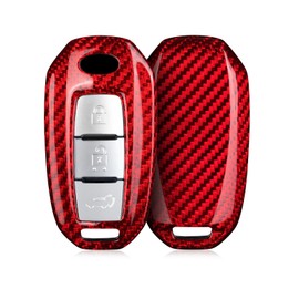 T-carbon Key Fob Cover fits Infiniti QX60 2023; Real Glass Fiber Key Fob Case Shell Protector Fits Infiniti Q50 Q60 2022;QX50 QX55 QX60 2024 Smart Remote Keyless Entry Accessories RED